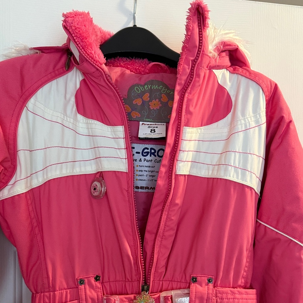 Pink and White Hooded Snowsuit